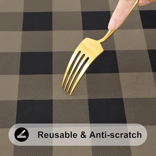 Rectangle Picnic Table Cloth, Elastic 72″ x 30″ (Rectangular) Black and Khaki