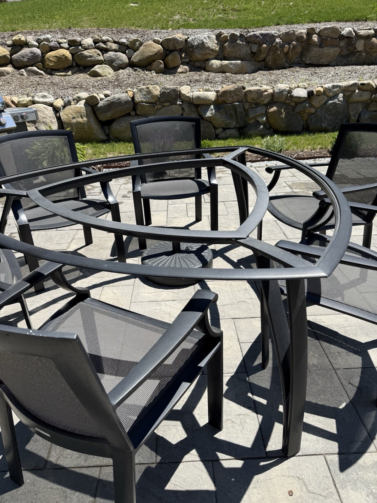 Rare brown Jordan Black Patio Dining Set Table & Chairs no glass included
