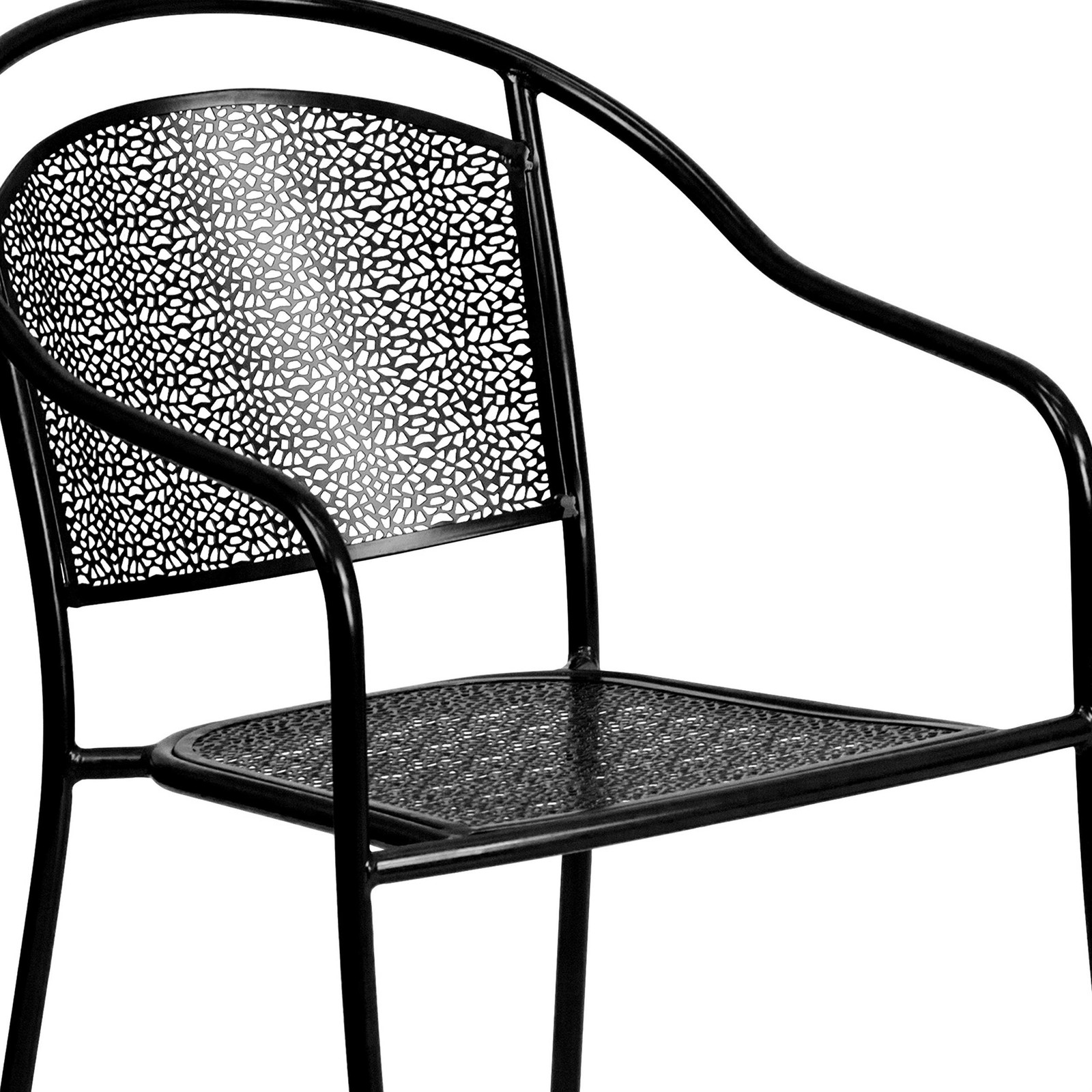 Bowery Hill 5 Piece 35″ Round Steel Flower Print Patio Dining Set in Black