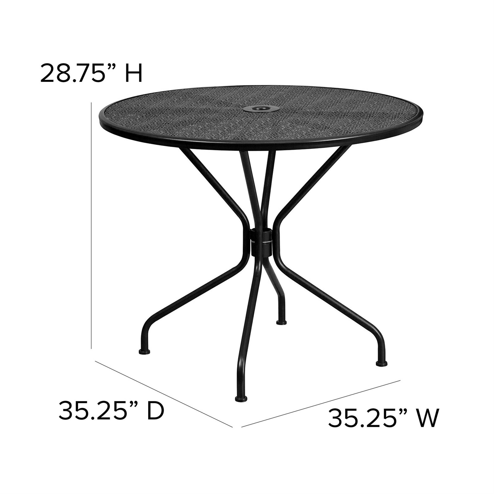 Bowery Hill 5 Piece 35″ Round Steel Flower Print Patio Dining Set in Black