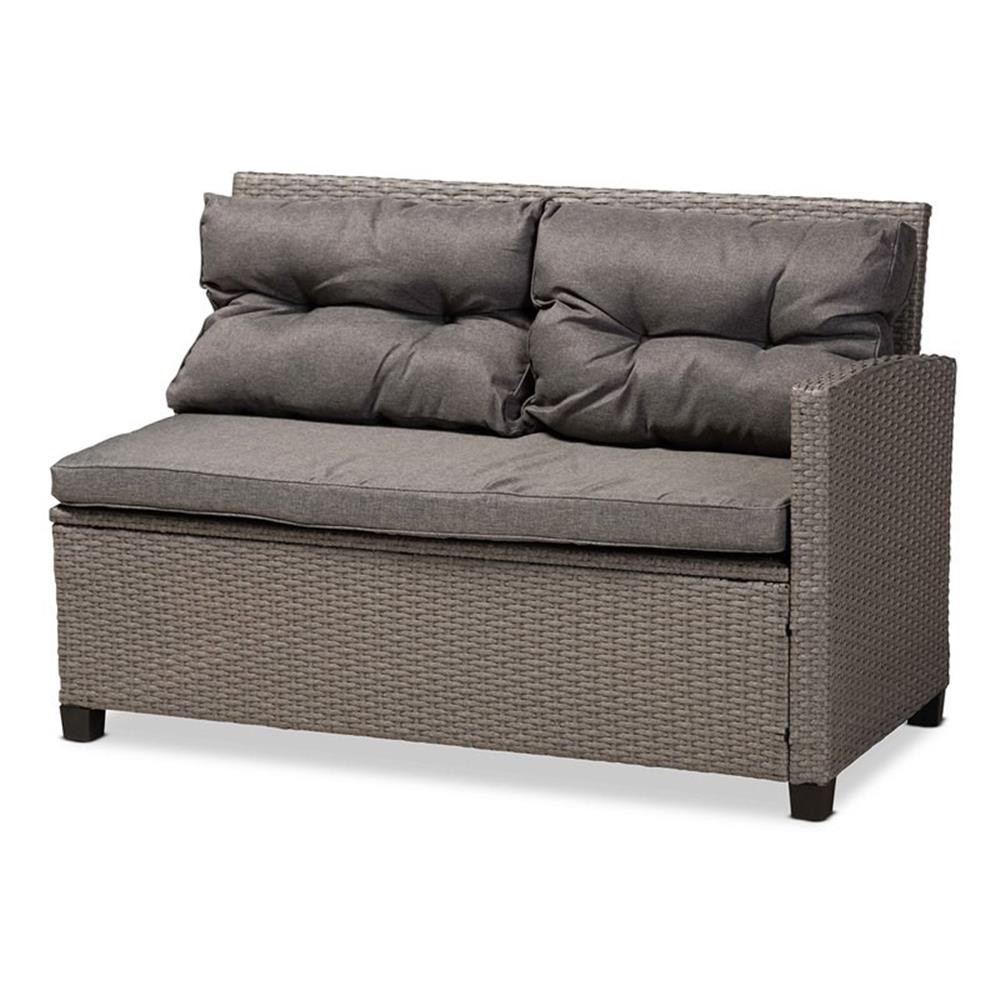 Baxton Studio Darian Grey and Grey Synthetic Rattan 4-Piece Patio Set