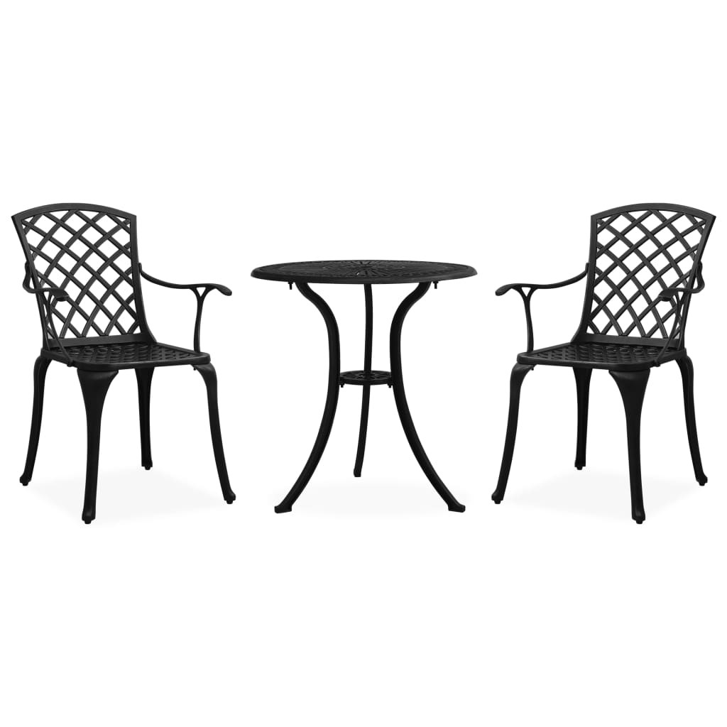 Patio Bistro Set 3 Piece Patio Round Table and Chairs Cast Aluminum vidaXL