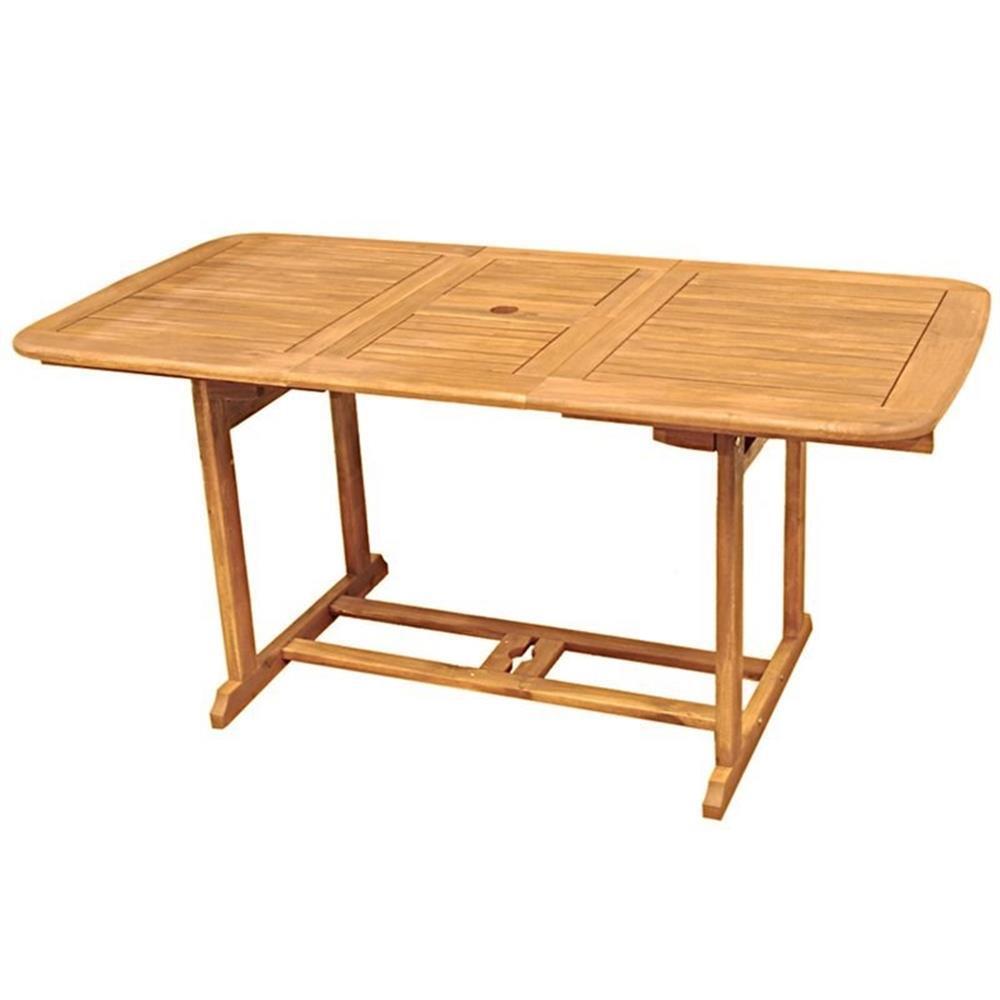 Pemberly Row Acacia Wood Patio Dining Table in Brown