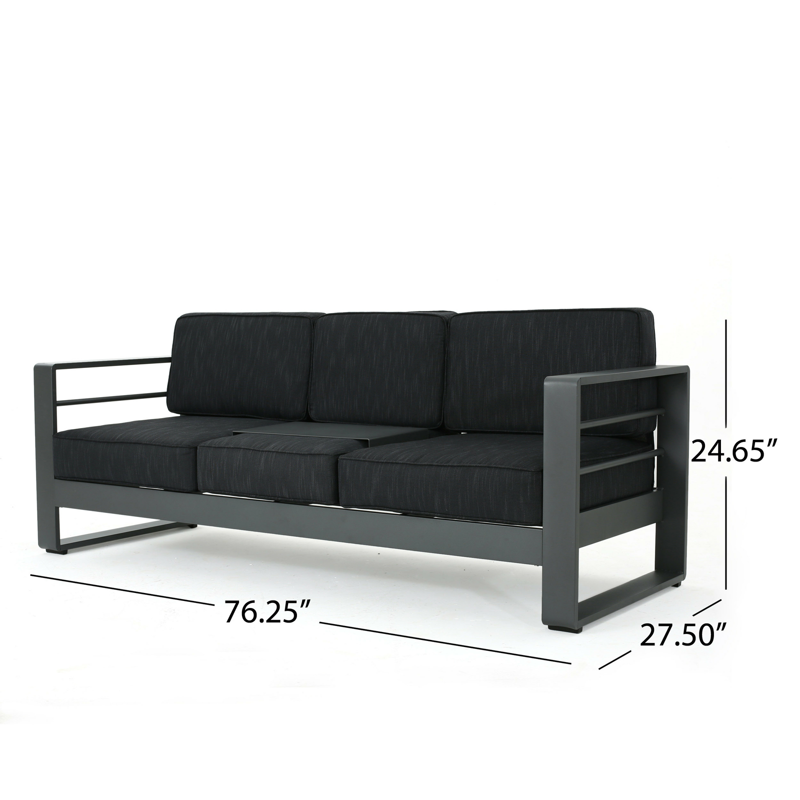 Crested Bay Outdoor Gray Aluminum 4 Piece Sofa Chat Set with Cushions