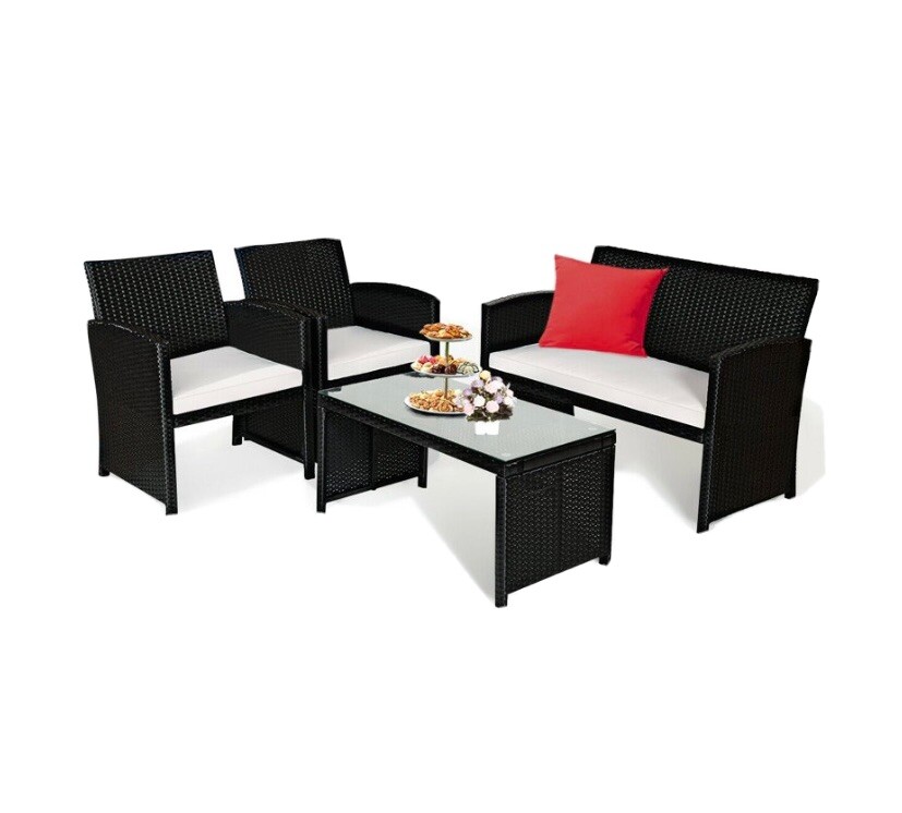 Costway HW63755 Outdoor Patio Rattan Wicker Furniture Set Table Sofa