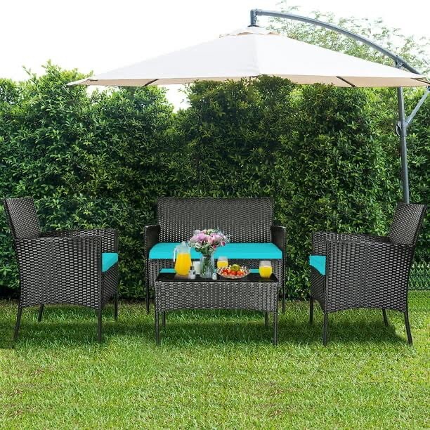 Costway HW63755 Outdoor Patio Rattan Wicker Furniture Set Table Sofa with…