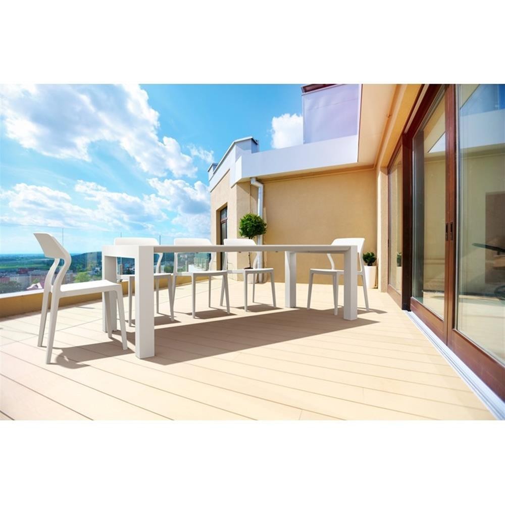 Compamia Vegas 86″ Extendable Patio Dining Table in White