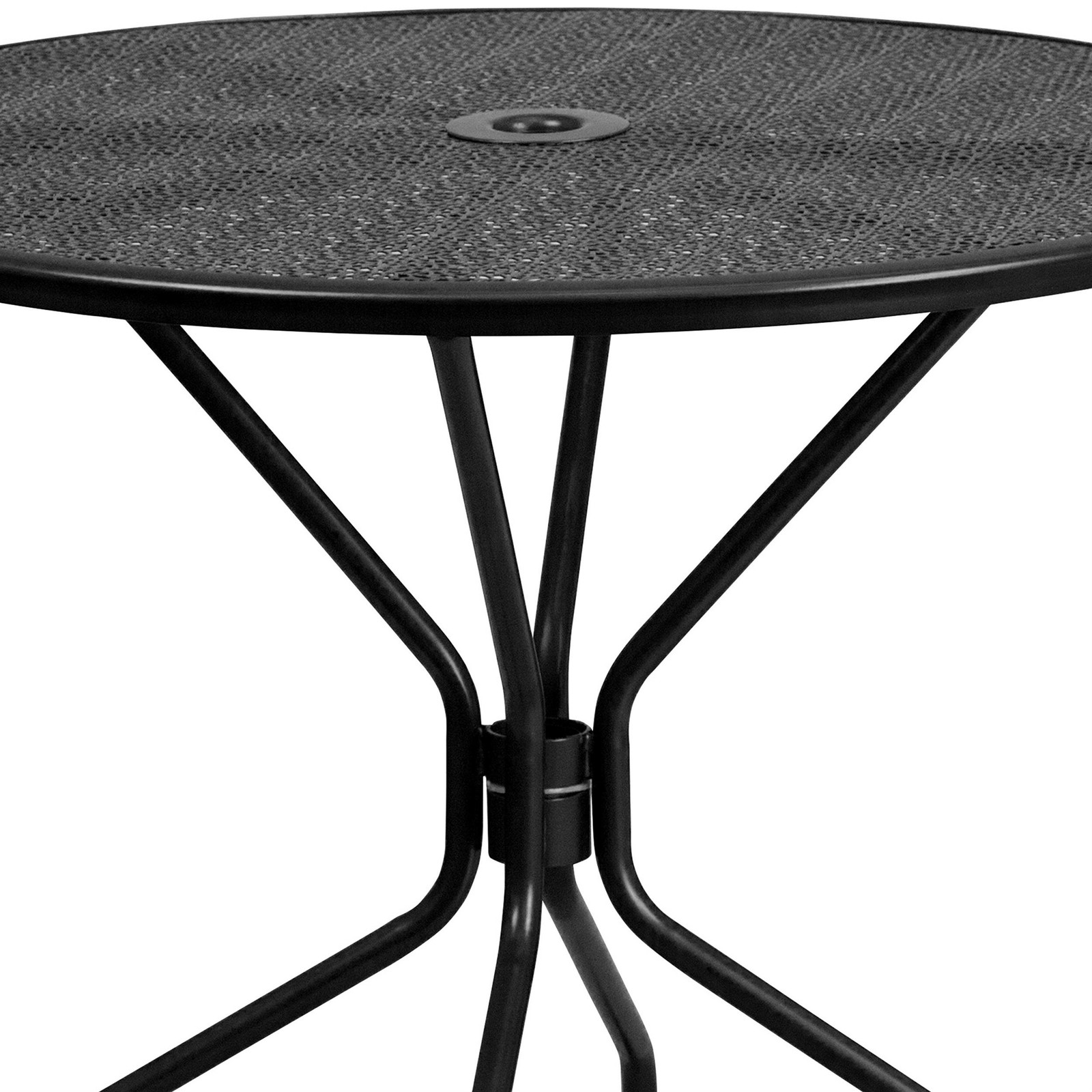Bowery Hill 5 Piece 35″ Round Steel Flower Print Patio Dining Set in Black
