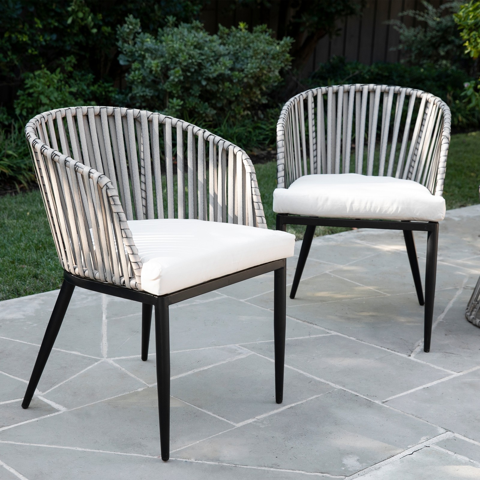 SEI Furniture Millie All-Weather black Metal Gray Wicker Patio Chairs with and