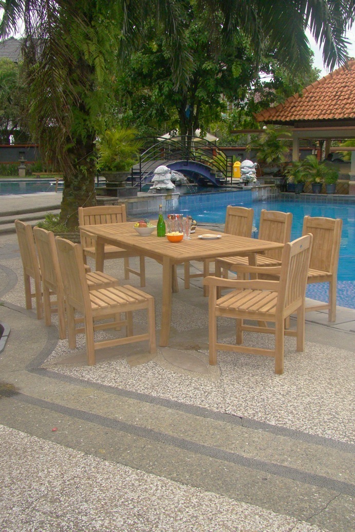 Devon GradeA Teak 9pc Dining 94″ Rectangle Table Chairs Set Outdoor Garden Patio