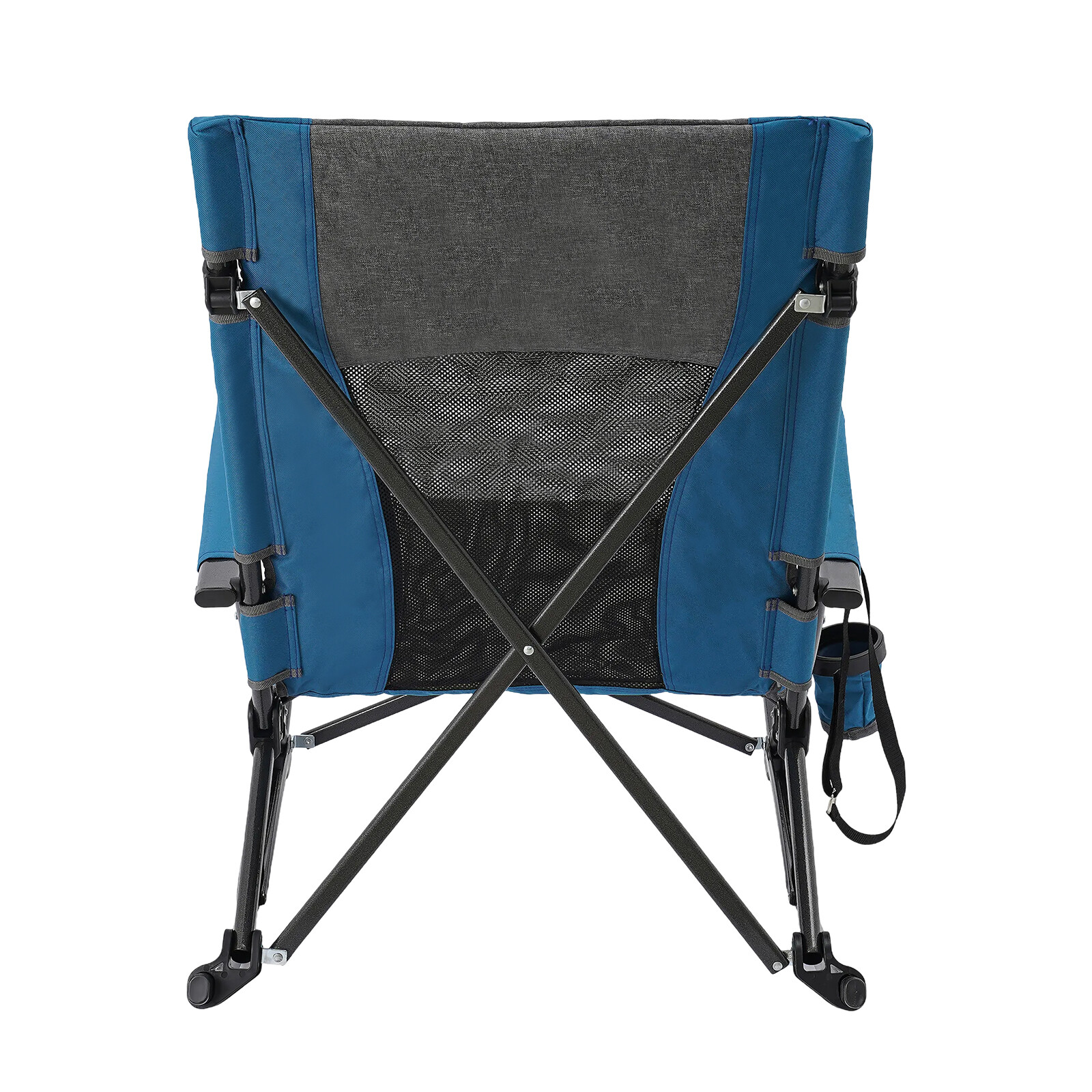 Folding Rocking Camping Chair Steel Frame Oxford Mesh Back Cup Holder 330 lb