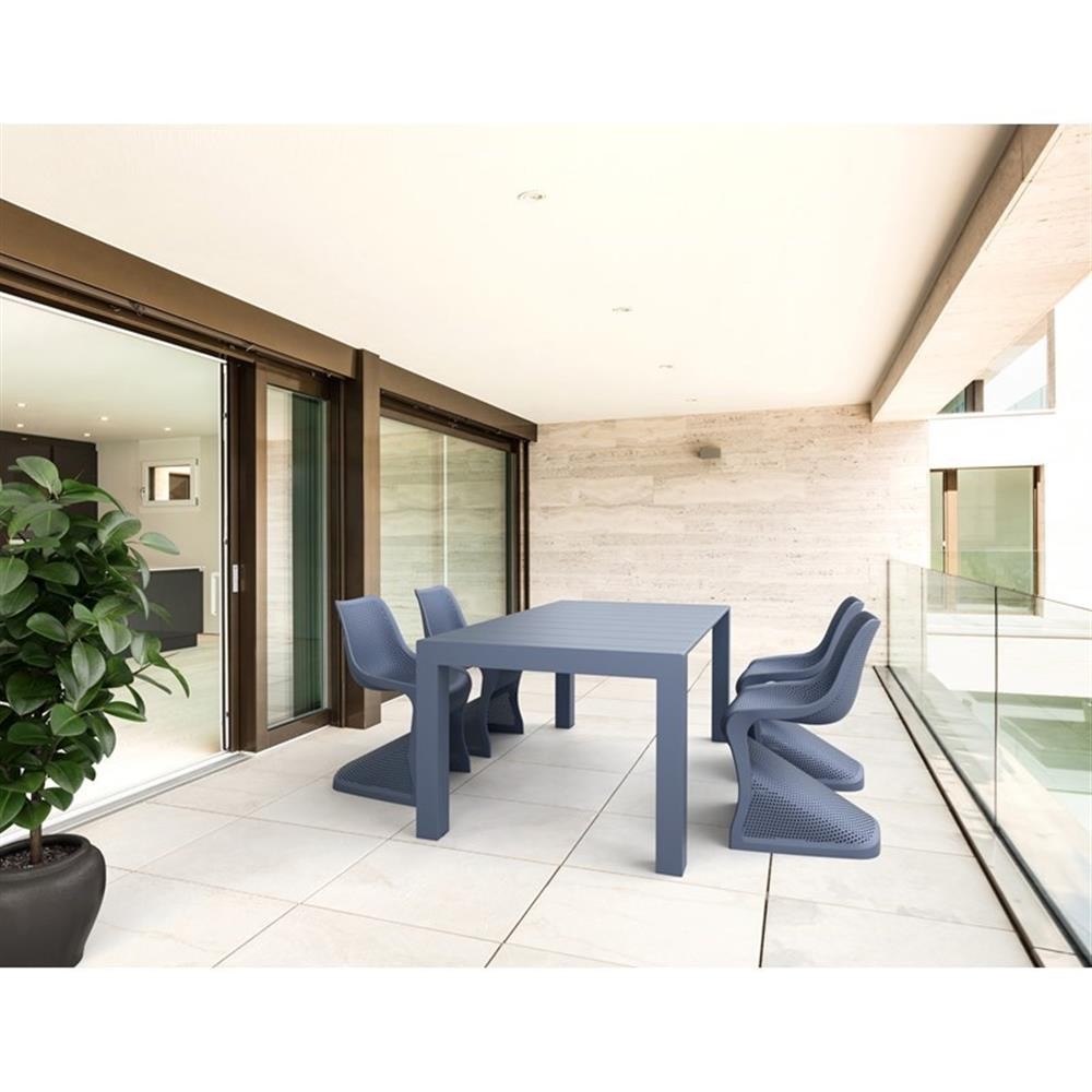 Compamia Vegas 86″ Extendable Patio Dining Table in Dark Gray