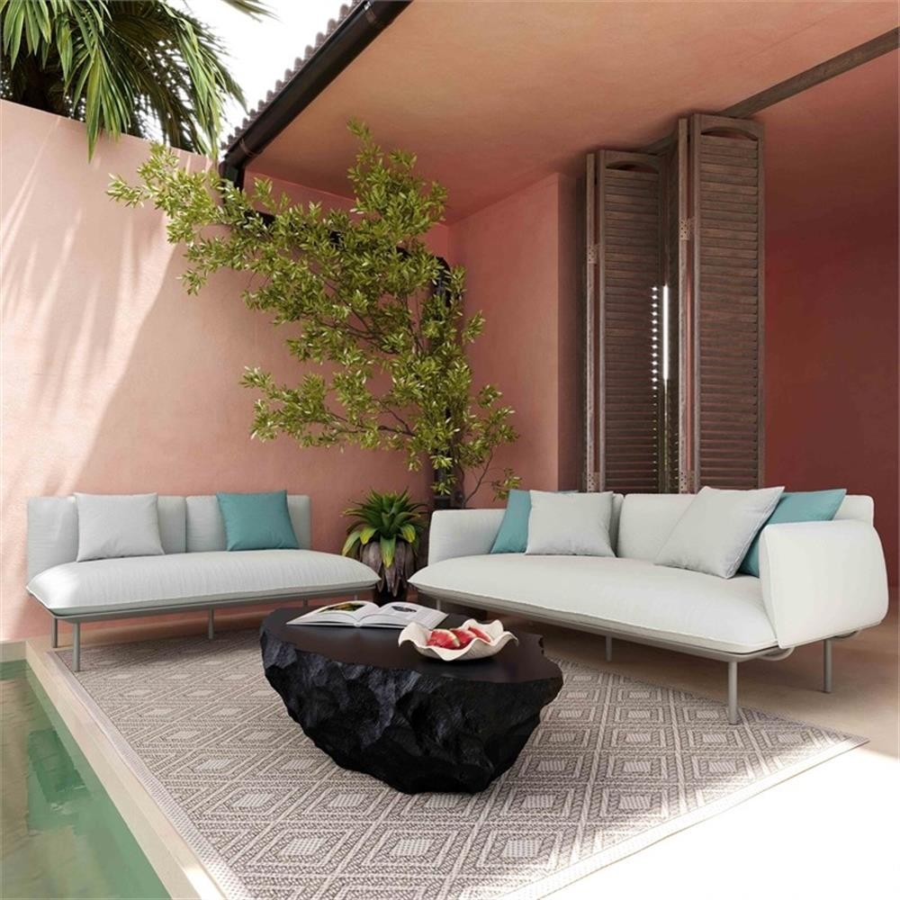 Pemberly Row Handmade Modern Transitional Light Gray Outdoor Sofa