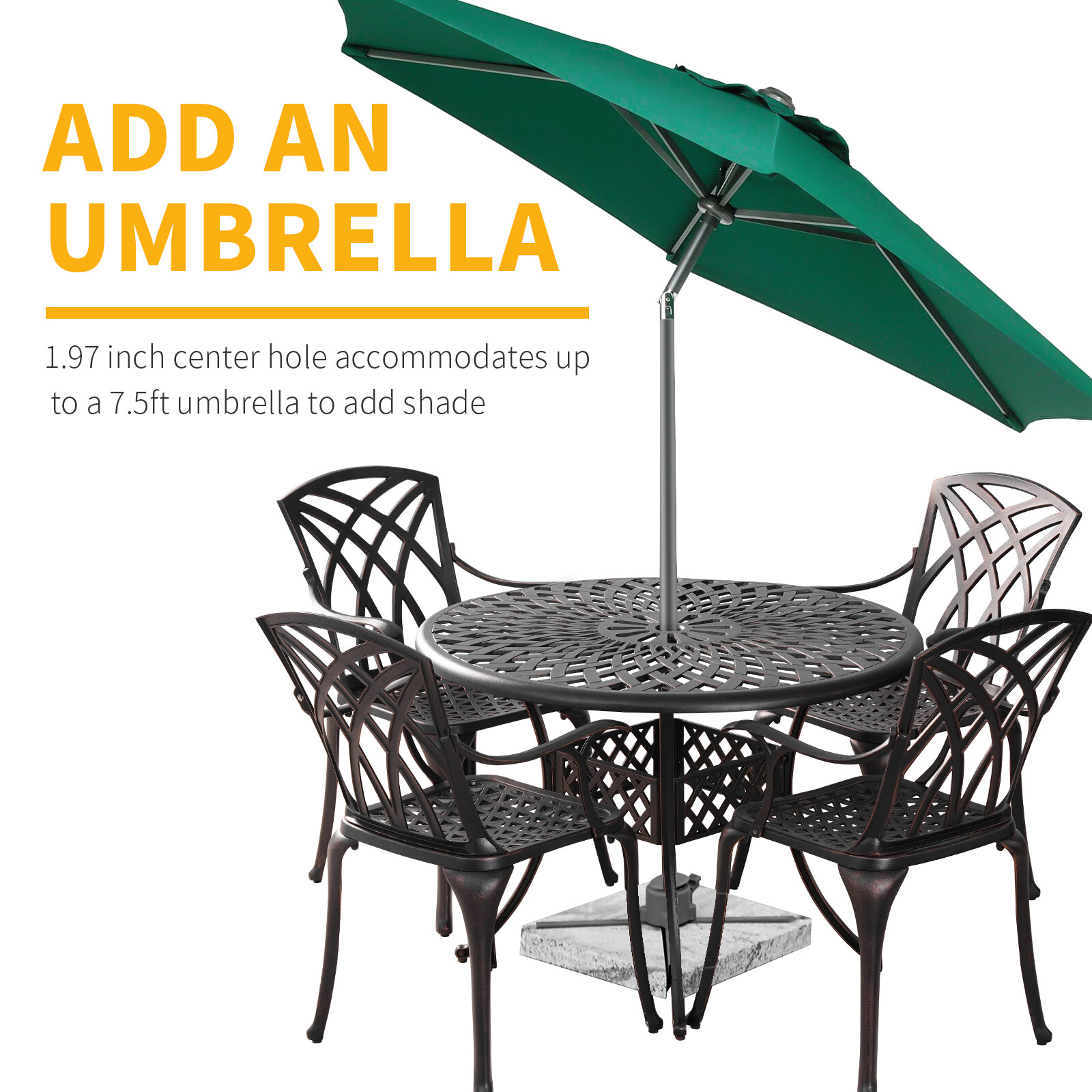Withniture 5Piece Outdoor Dining Table and Chairs Cast Aluminum Patio Dining Set
