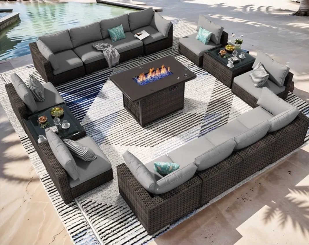 15PCS Rattan Patio Furniture Set Outdoor Furniture Lounging Patio Set