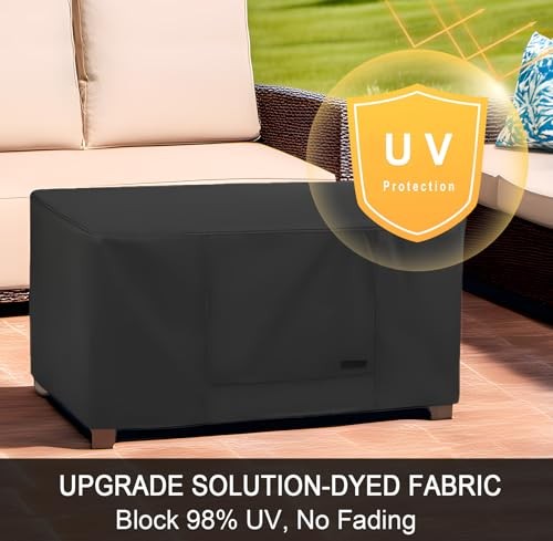 Patio Coffee Table Cover Rectangle, Waterproof 42″L x 23″W x 18″H Black