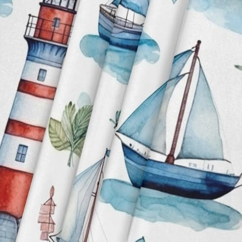 Fitted Square Table Cover with 34″ x 34″ (Square) Nautical Sailing Lighthouse