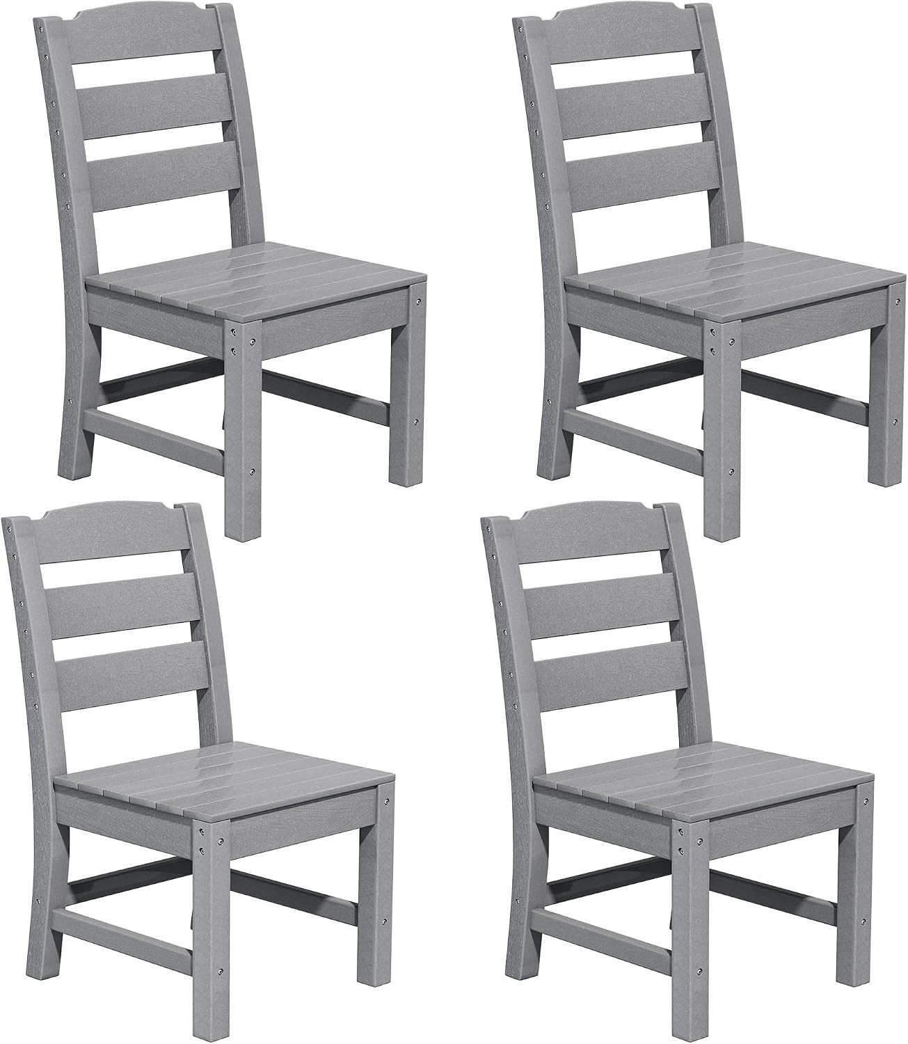 Set of 4 HIPS Outdoor Dining Chairs, All-Weather Patio Chairs for Garden, Backya