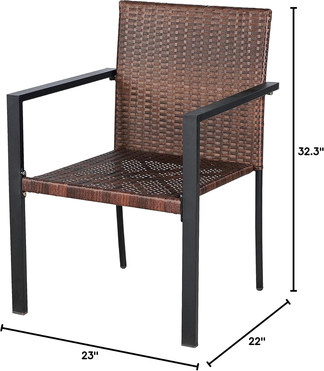 Stylish 2-Piece Wicker Dining Set with Arm Rests for Indoor & Outdoor Use