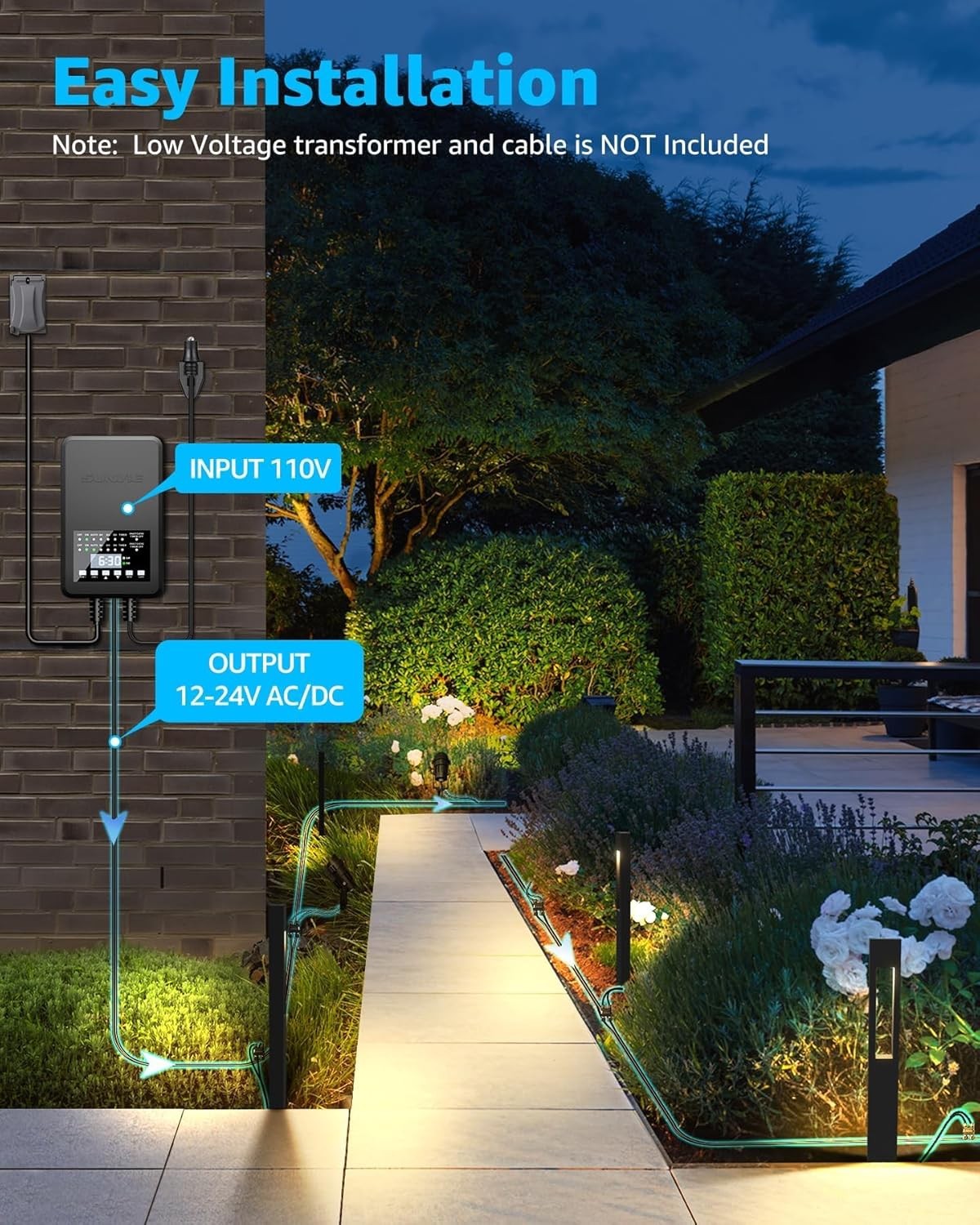 SUNVIE 12 Pack Low Voltage Pathway Lights with Spotlights