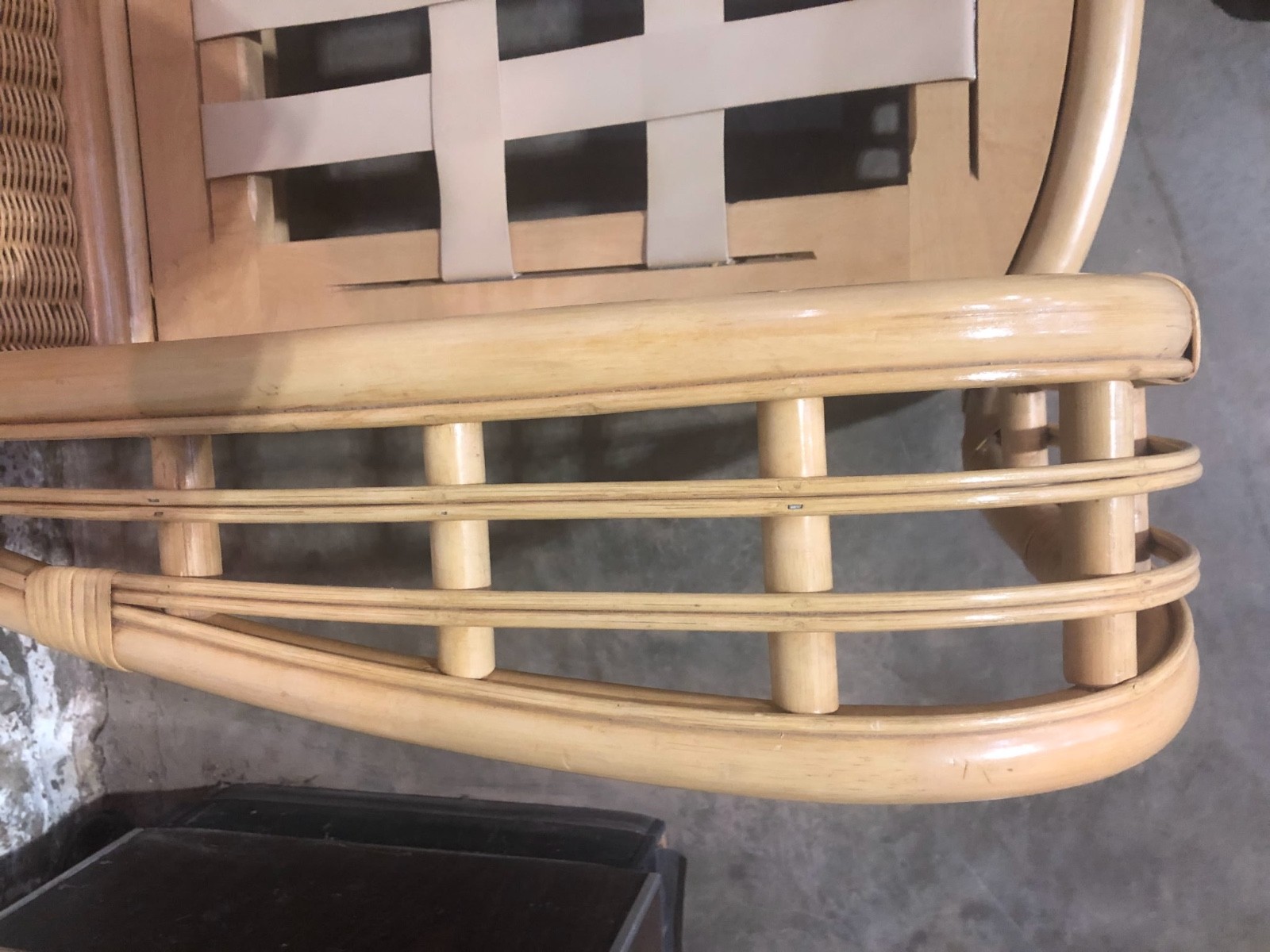 Ficks Reed Two Piece Rattan Wicker Set (Sofa & Coffee Table) Art Deco Style NAVY