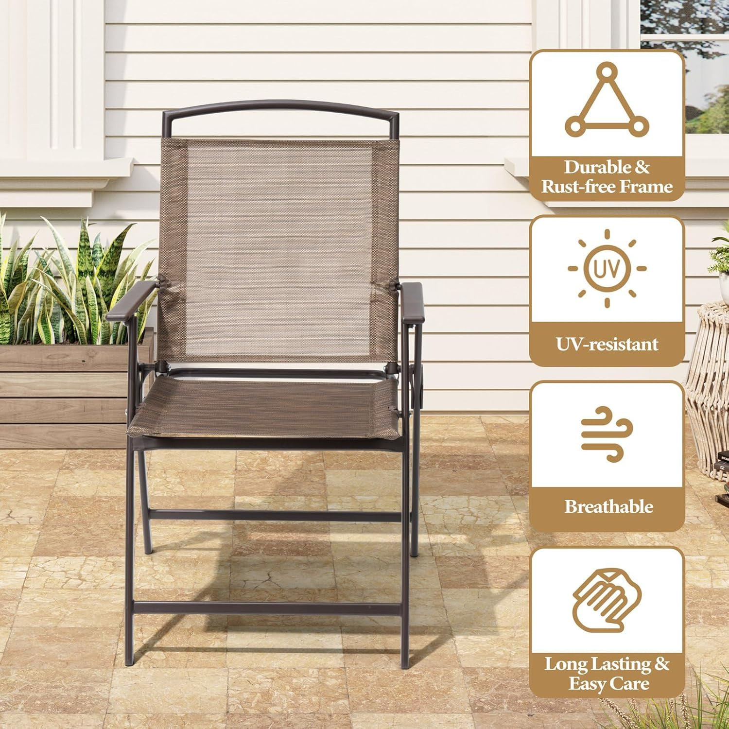 Crestlive Products 5 Piece Patio Dining Set with 4 Folding Chairs and Table Outd