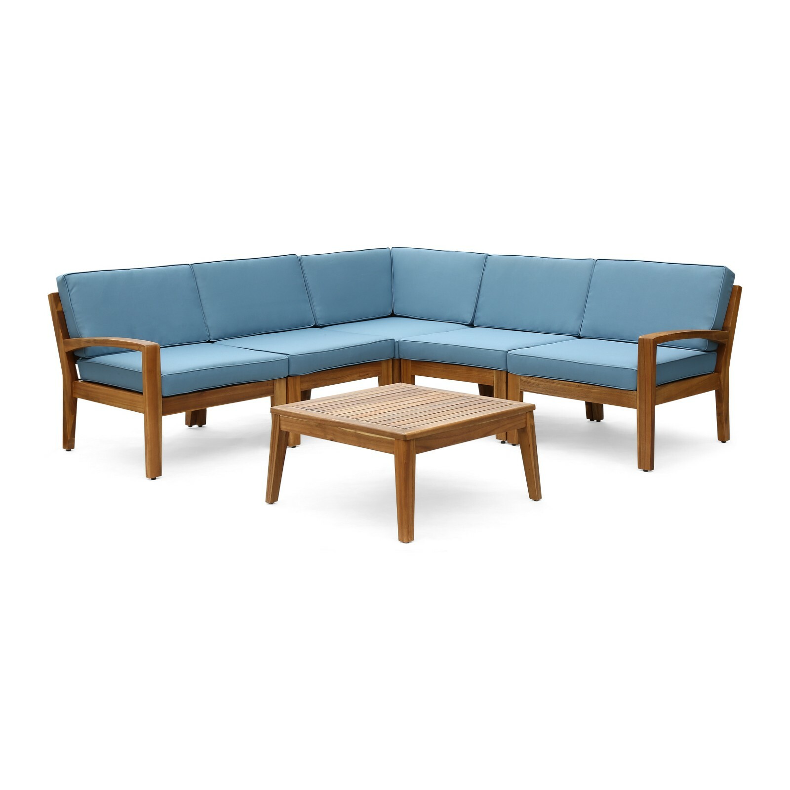 Outdoor 5 Seater Acacia Wood Sectional Sofa Set
