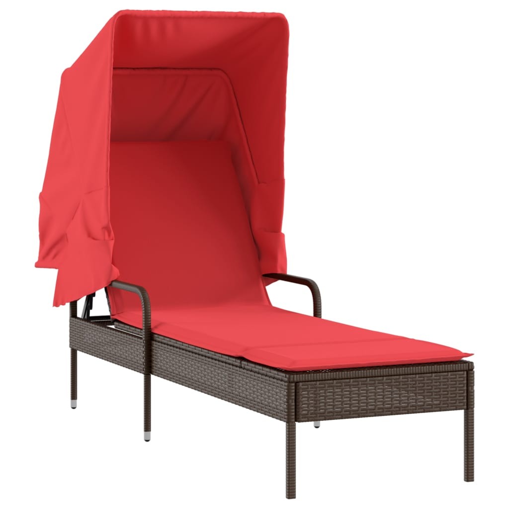 Adjustable Outdoor Sun Lounger with Canopy and Table – Multiple Colors vidaXL