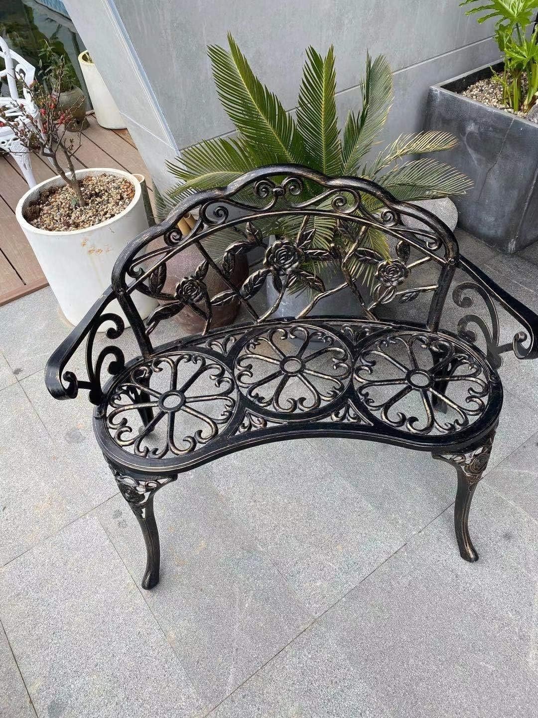 Patio Garden Bench Double Seat Copper Aluminum Anti Rust Outdoor Furniture