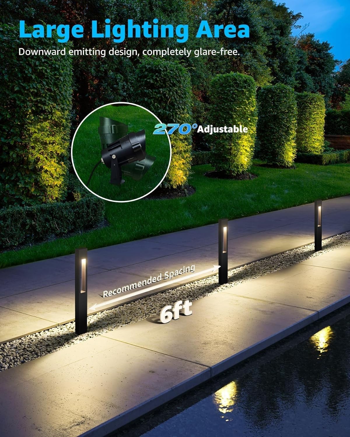 SUNVIE 12 Pack Low Voltage Pathway Lights with Spotlights