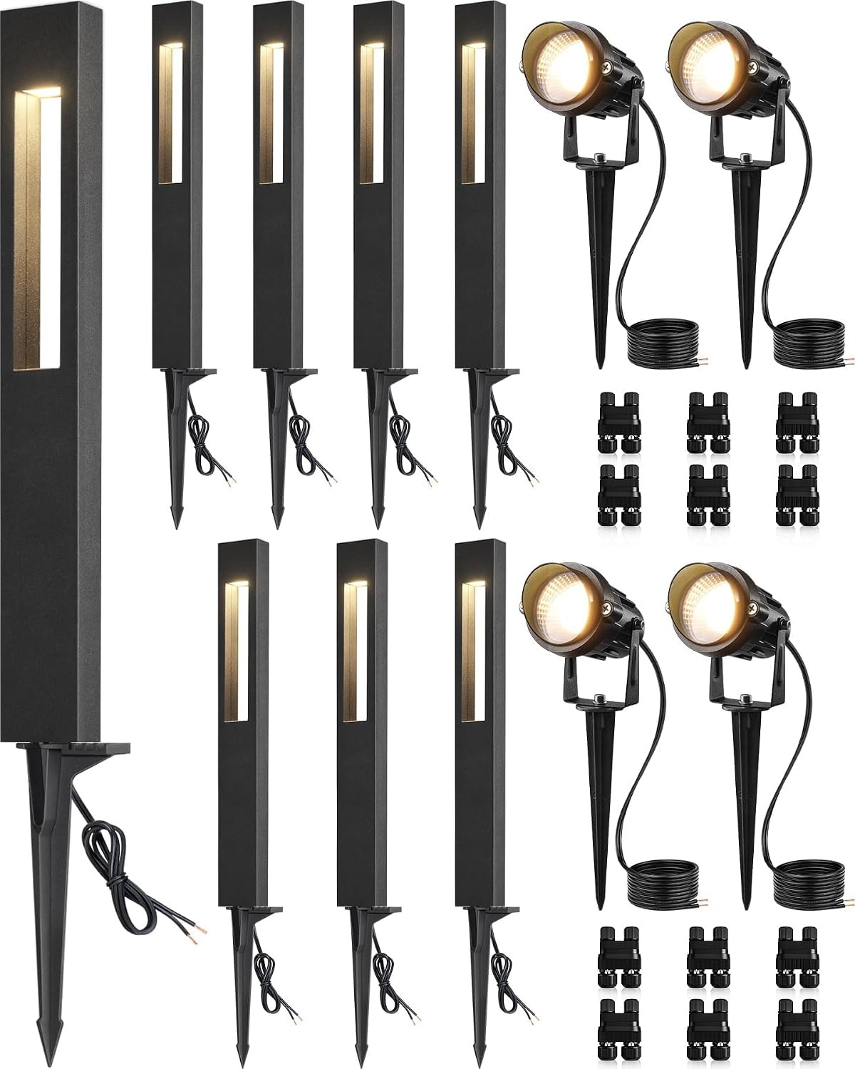 SUNVIE 12 Pack Low Voltage Pathway Lights with Spotlights