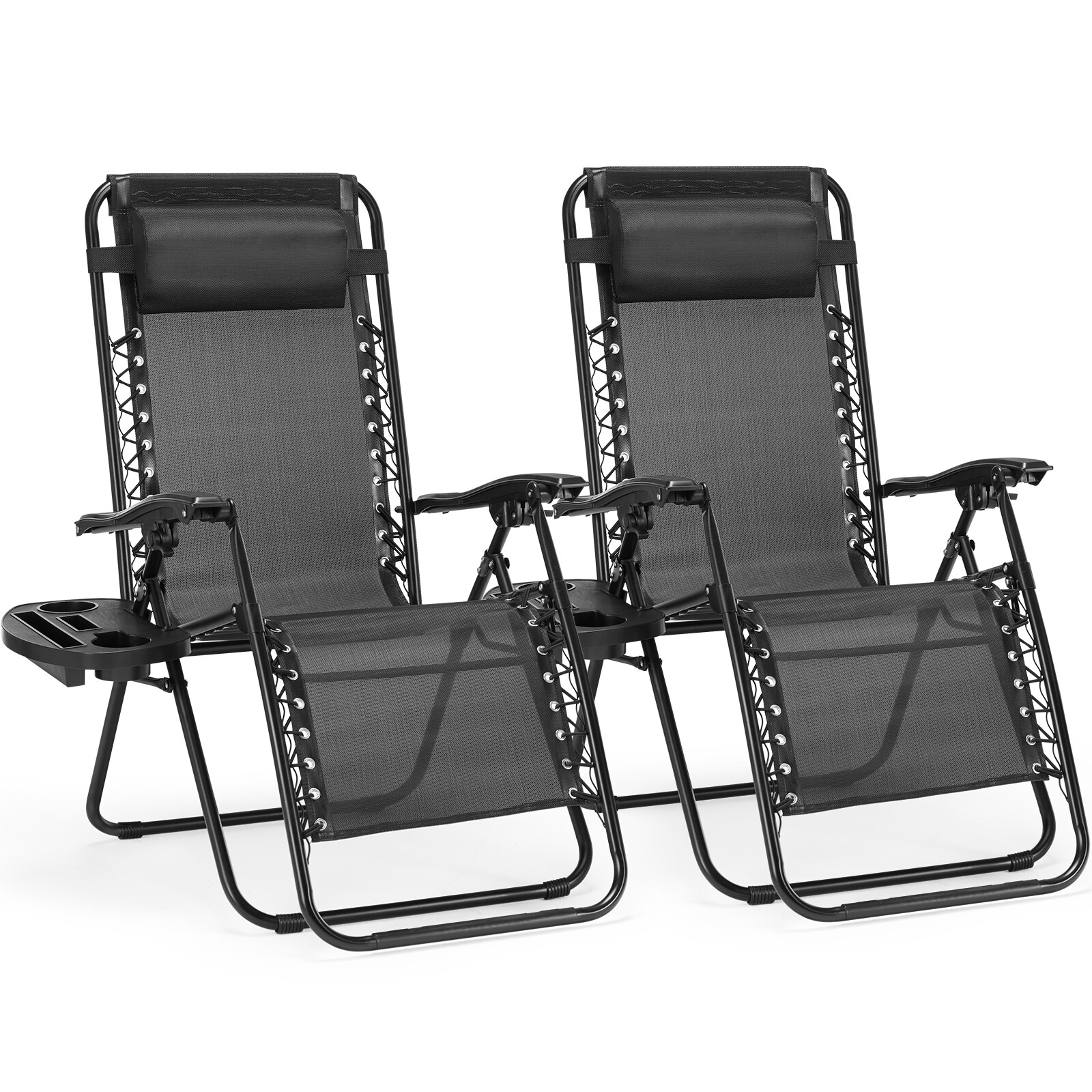 Set of 2 Zero Gravity Chair Folding Outdoor Patio Lounge Recliner Garden Camping