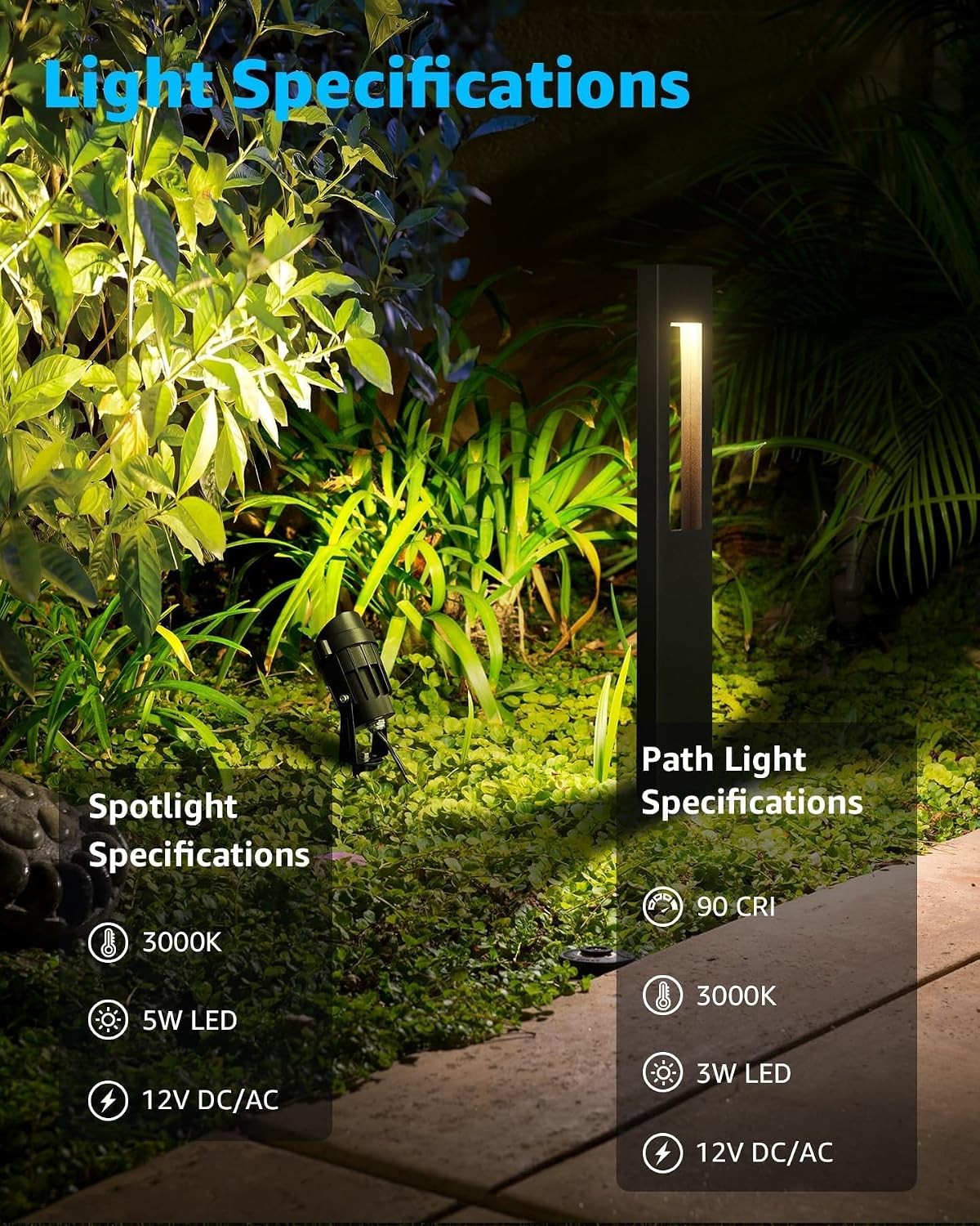 SUNVIE 12 Pack Low Voltage Pathway Lights with Spotlights