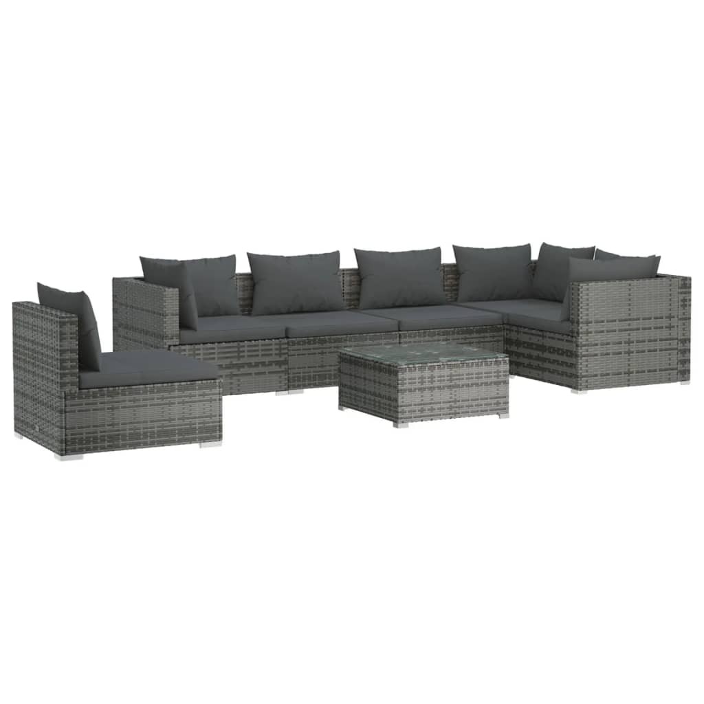 Patio Lounge Set Outdoor Sectional Sofa Set Table Garden Poly Rattan vidaXL