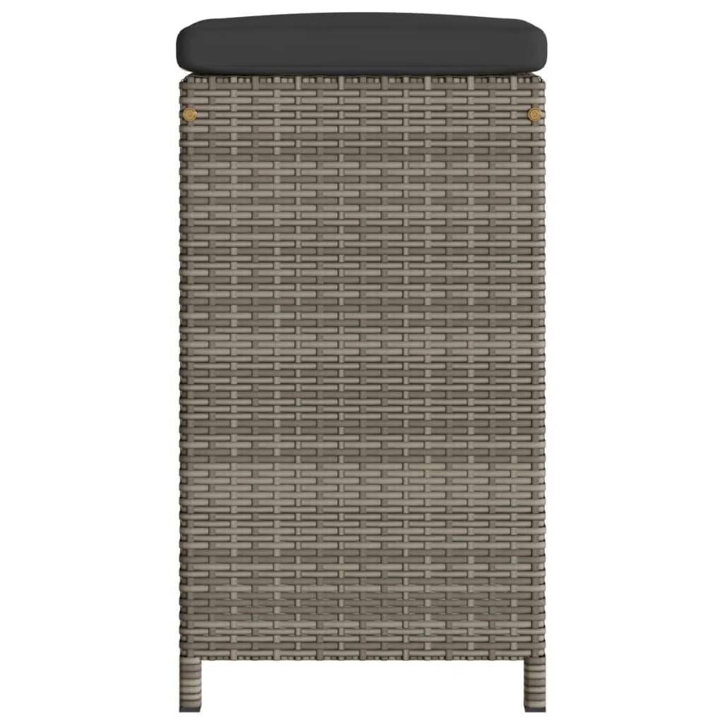 Garden Bar Stool Set of 2 Grey PE Rattan 15.7 x 15.7 x 29.9 in