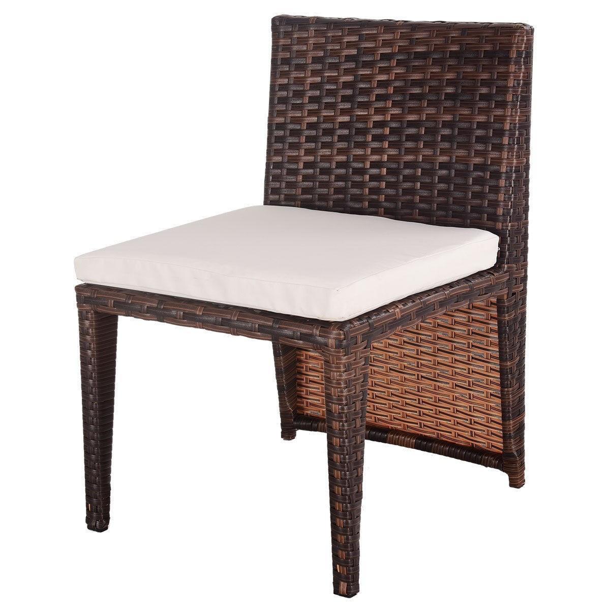 3 Pcs Cushioned Outdoor Wicker Patio Ergonomic Set Outdoor Small Space Furniture