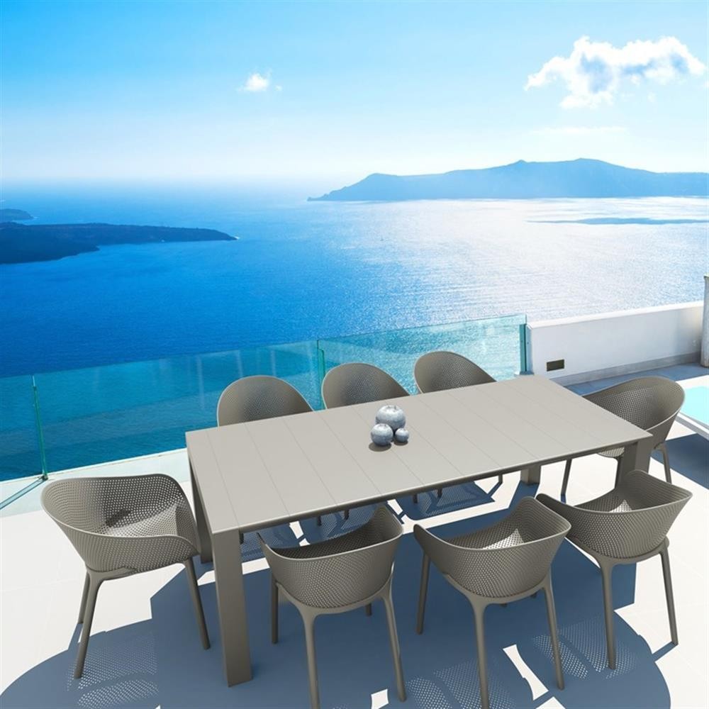 Compamia Vegas 86″ Extendable Patio Dining Table in Taupe