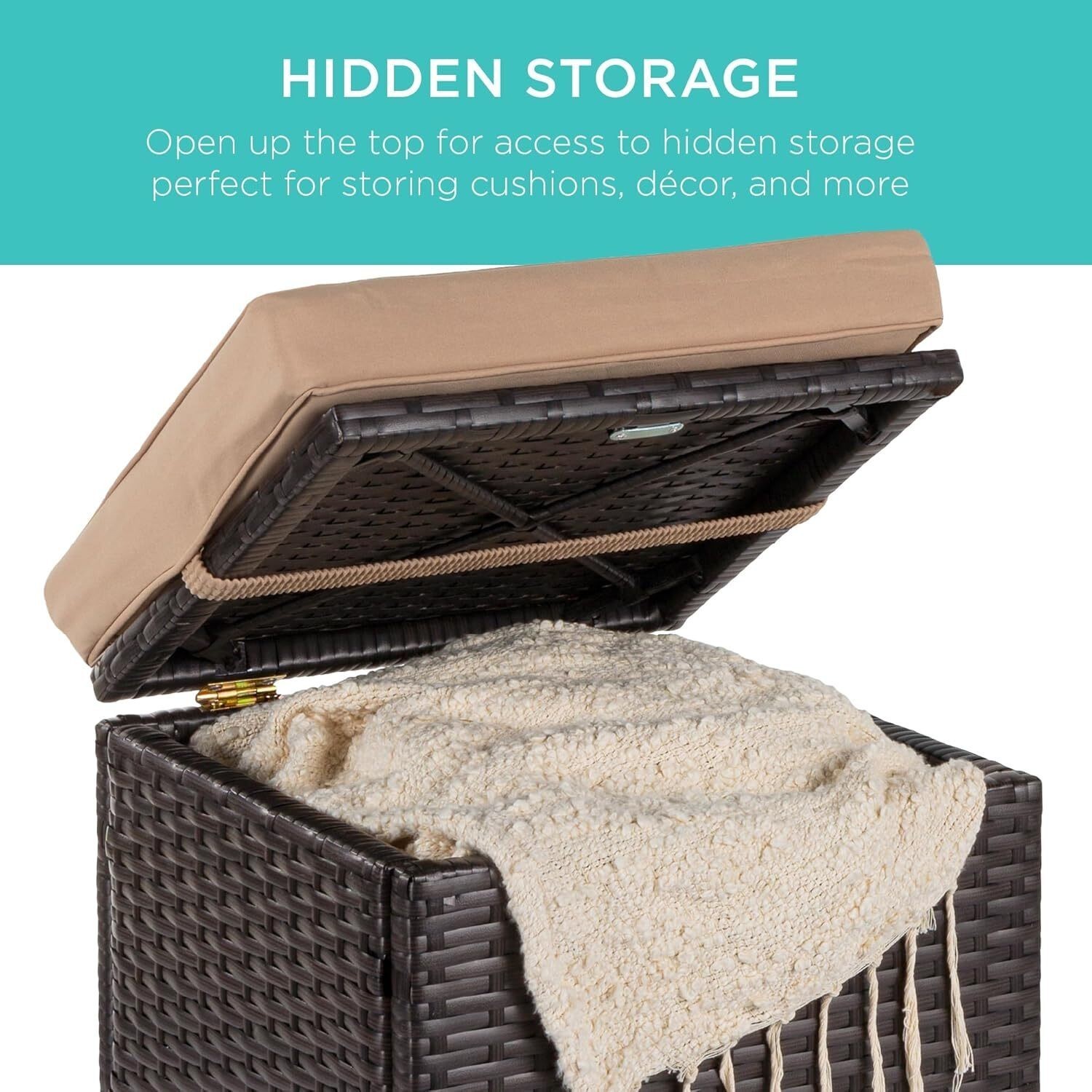 Set of 2 Wicker Ottomans Outdoor Furniture for Patio Backyard Additional Seating