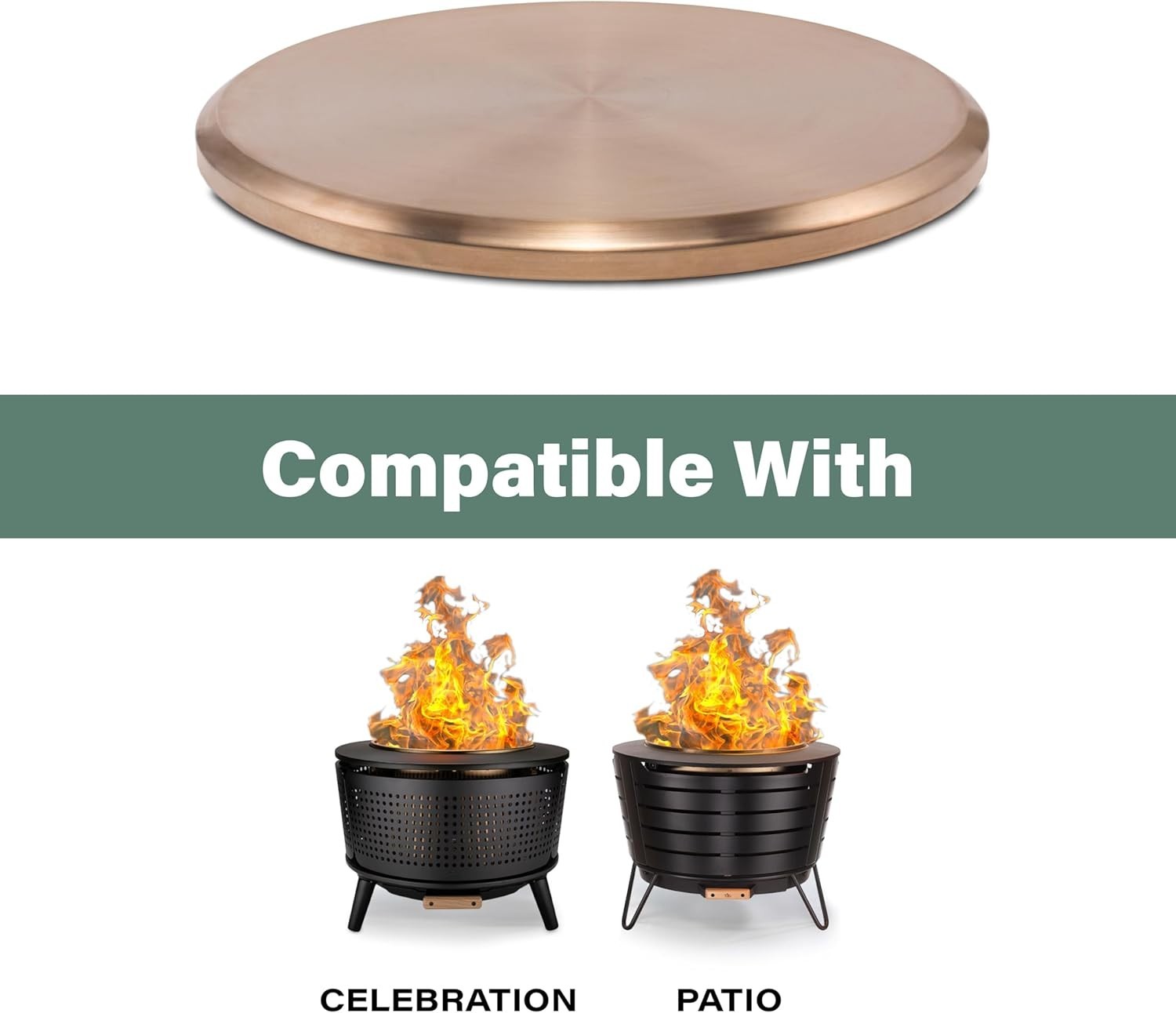 Patio & Celebration Tabletop Fire Pit Cover – 25.6″ Durable Stainless Steel Lid