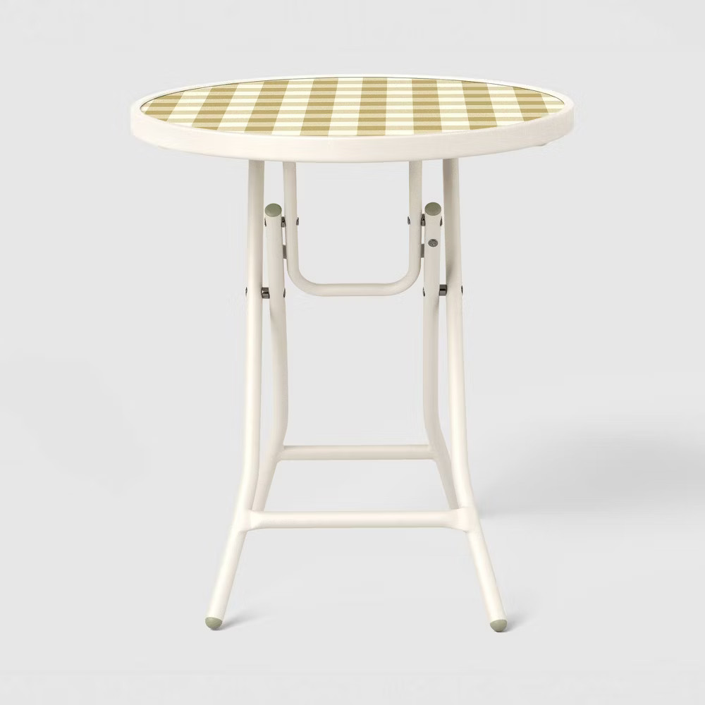 Tempered Printed Glass Round Accent Patio End Table – Room Essentials