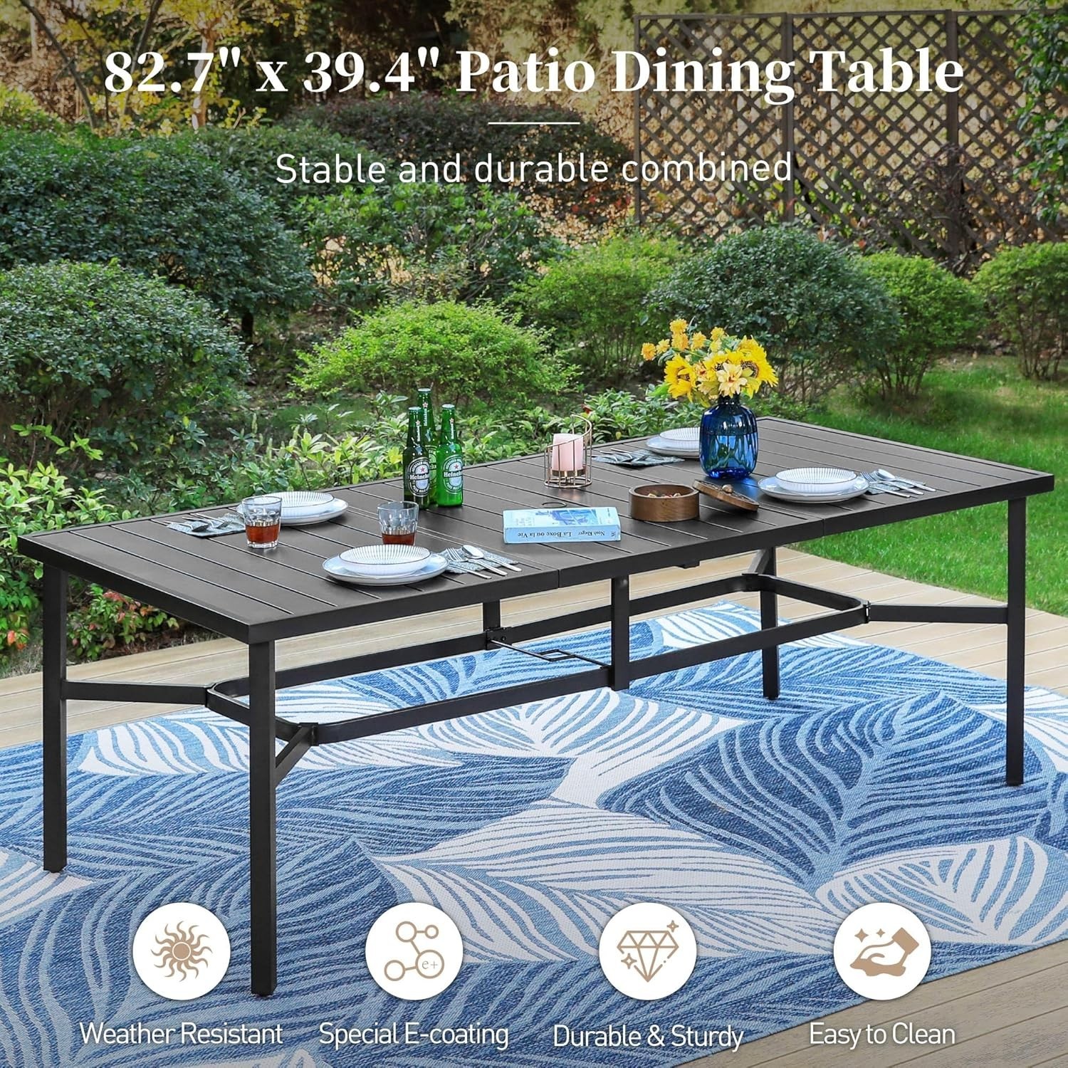 9 PIECE Patio Dining Set Outdoor Metal Table Chair Furniture Set for Garden Yard
