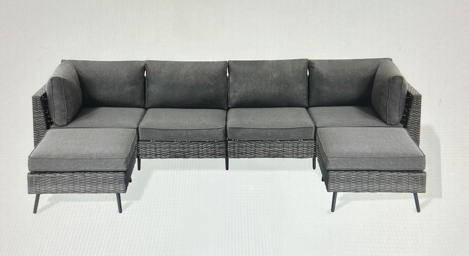 LAUSAINT HOME 6 Pieces Patio Conversation Set, Outdoor Sectional Wicker Sofa PE