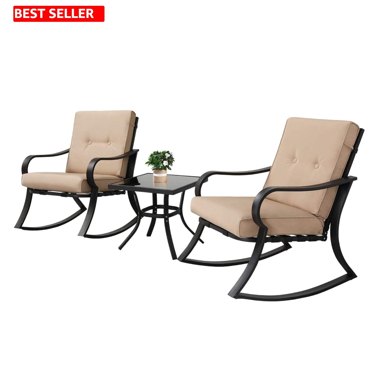 Oakcloud Oakmont Outdoor Furniture 3 Piece Conversation Bistro Set Rocking