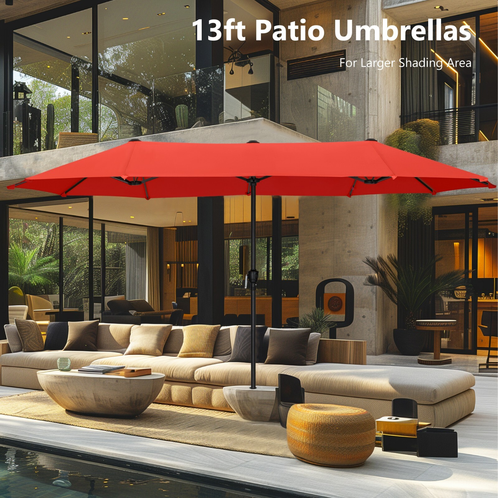 8 PCS Outdoor Dining Set Patio Furniture Metal Table and Chairs Set W/ Umbrella