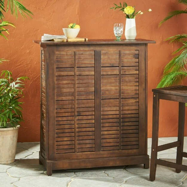 Tiki Bar Out Door In Wood Patio Acacia Furniture Bistro Pool Side Table New Home