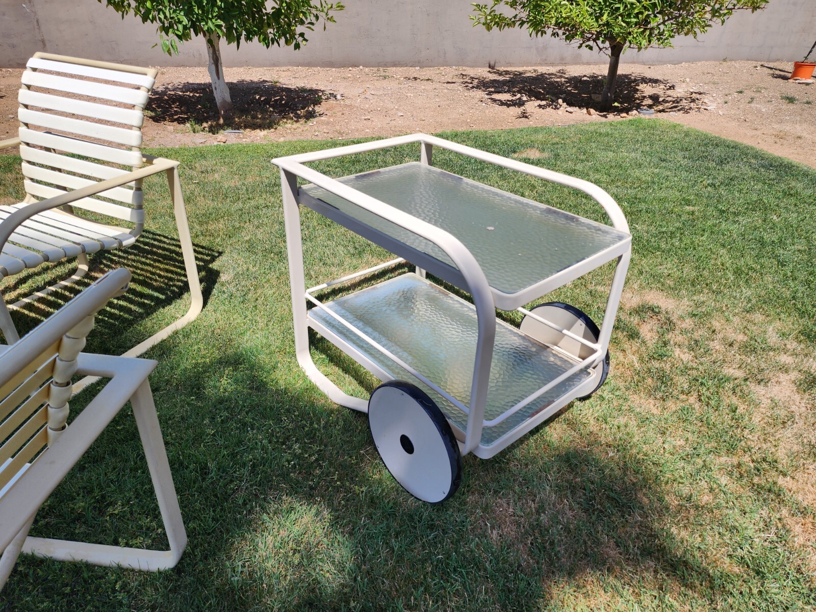Vintage Richard Frinier for Brown Jordan Outdoor Table Set + Bar Cart “Quantum”