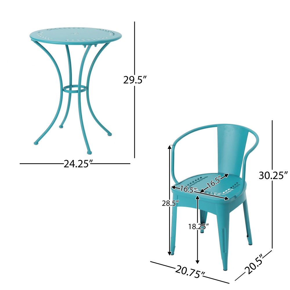 3 Pc Metal Dining Chair Set KD Assembly