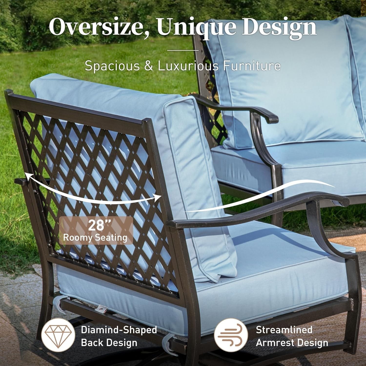 6 Piece Patio Furniture Set Outdoor Conversation Set for Lawn Garden Backyard