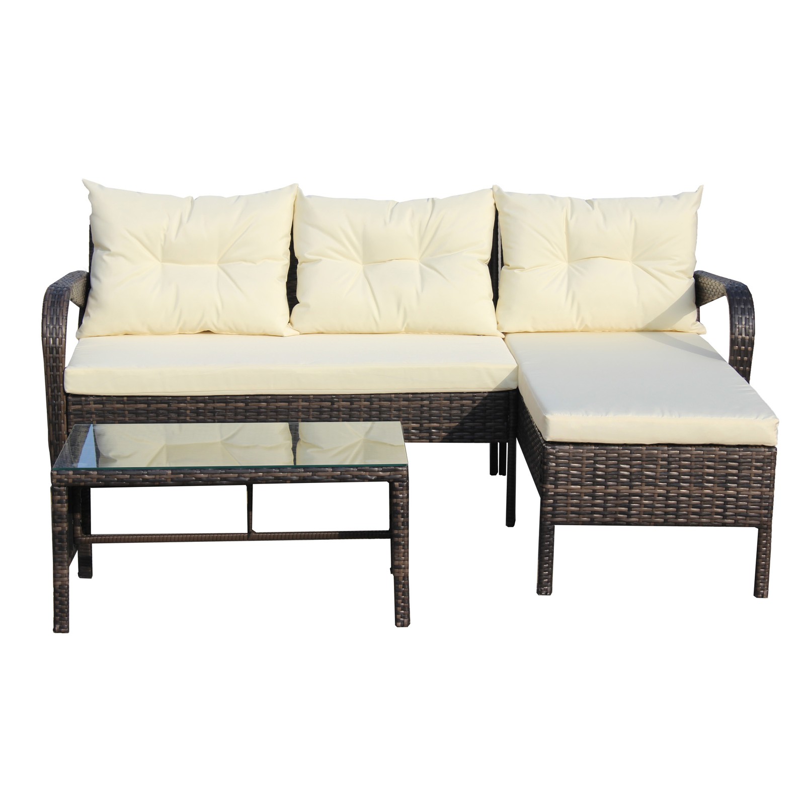 FUNIDEE 3-Piece Outdoor Patio Furniture Sets Conversation Sets Sectional Sofa